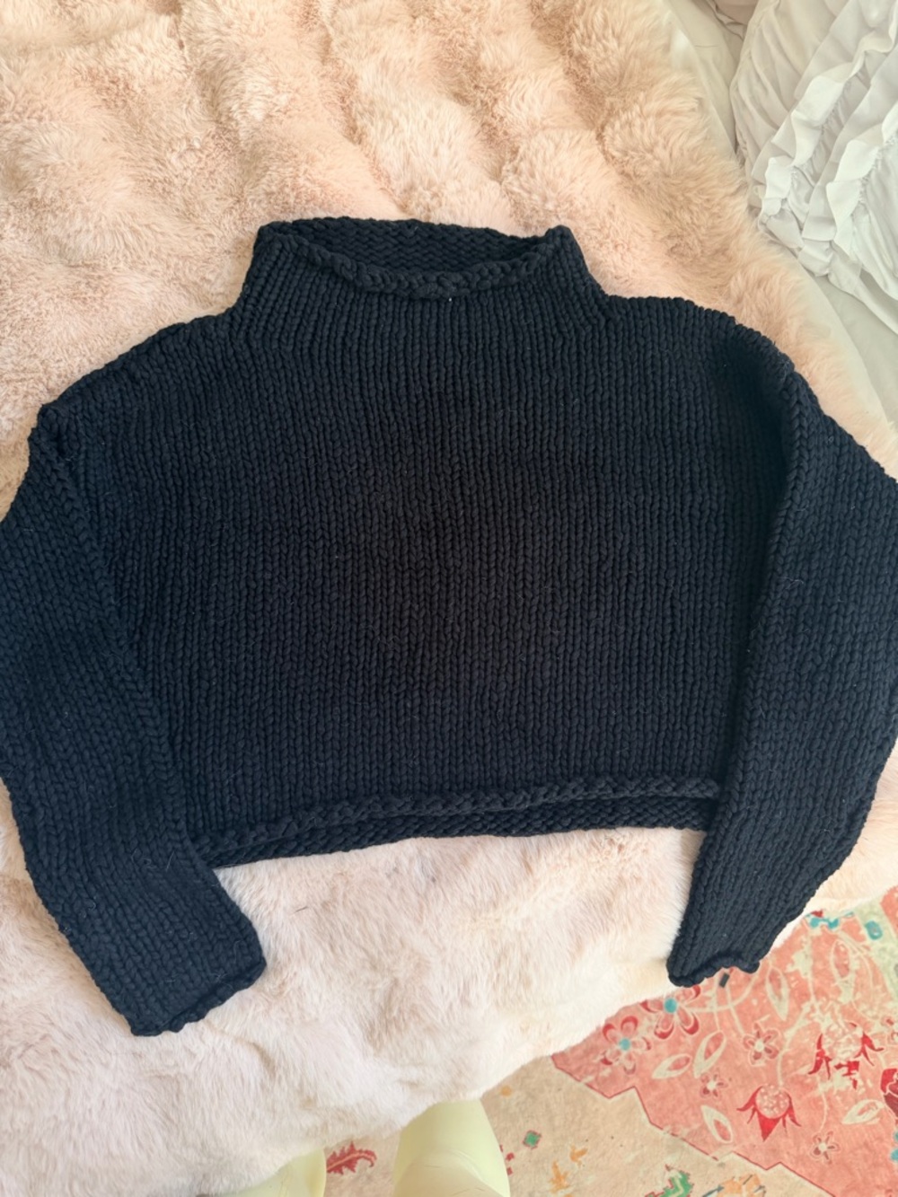 Free People Black Opal Rollneck Chunky Knit Sweater - Cozy Women's Pullover - Picture 2 of 6